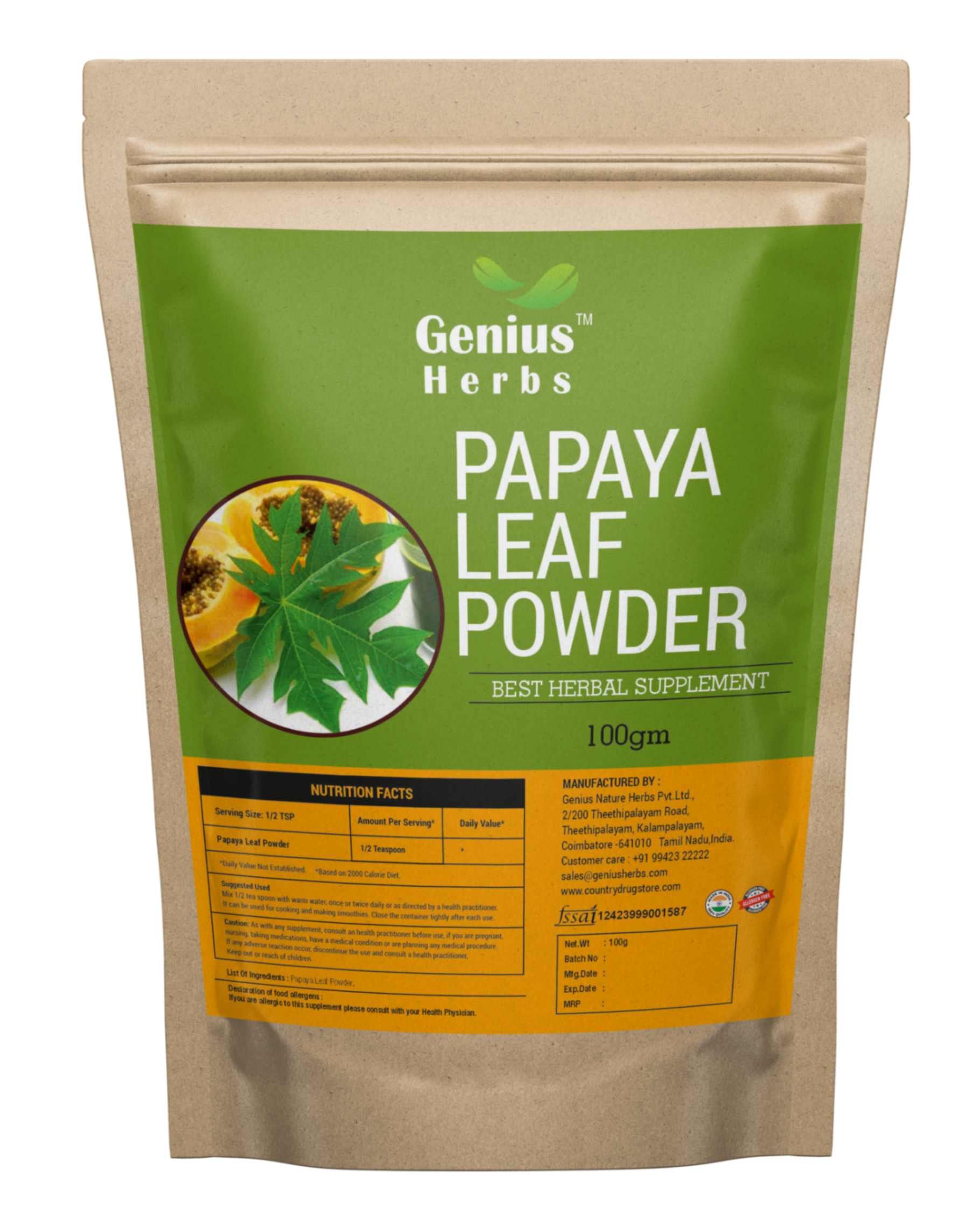 Papaya Leaf Powder Wholesale Manufacturer & Supplier in India